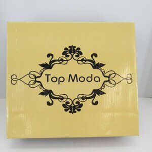 Top Modo Page-22 Women's White Knee High Round Toe 2" Heel Side Zip Boots Size 8